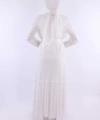 İncili Abaya Ve Elbise Takım 8491 Ekru