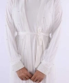 İncili Abaya Ve Elbise Takım 8491 Ekru