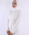 İncili Abaya Ve Elbise Takım 8491 Ekru
