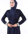 İncili Abaya Ve Elbise Takım 8491 Lacivert