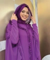 Kapişonlu Abayalı Elbise Takım 3778 Mor