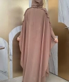 Kapişonlu Abayalı Elbise Takım 3778 Vizon