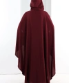 Kapşonlu Fermuarlı Pelerin 7078 Bordo