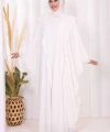 Kapüşonlu Abaya ve  Elbise İkili Takım 70013 Ekru