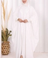 Kapüşonlu Abaya ve  Elbise İkili Takım 70013 Ekru