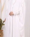 Kapüşonlu Abaya ve  Elbise İkili Takım 70013 Ekru