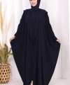 Kapüşonlu Abaya ve  Elbise İkili Takım 70013 Lacivert