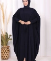 Kapüşonlu Abaya ve  Elbise İkili Takım 70013 Lacivert