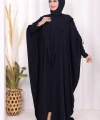 Kapüşonlu Abaya ve  Elbise İkili Takım 70013 Lacivert