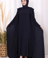 Kapüşonlu Abaya ve  Elbise İkili Takım 70013 Lacivert
