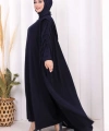 Kapüşonlu Abaya ve  Elbise İkili Takım 70013 Lacivert
