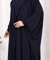 Kapüşonlu Abaya ve  Elbise İkili Takım 70013 Lacivert