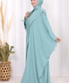 Kapüşonlu Abaya ve  Elbise İkili Takım 70013 Mint