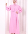 Kemerli Kloş Elbise 7073 Pembe
