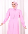 Kemerli Kloş Elbise 7073 Pembe