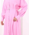 Kemerli Kloş Elbise 7073 Pembe