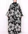 Kendinden Desenli Elbise 7086 Siyah