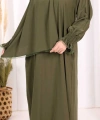 Kendinden Şallı Namaz  Elbisesi 8007 Haki