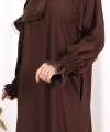 Kendinden Şallı Namaz  Elbisesi 8007 Kahverengi
