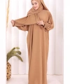 Kendinden Şallı Namaz  Elbisesi 8007 Taba
