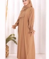 Kendinden Şallı Namaz  Elbisesi 8007 Taba