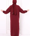 Keten Düğmeli Tunik Pantolon Takım 8015 Bordo