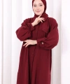 Keten Düğmeli Tunik Pantolon Takım 8015 Bordo