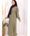 Keten Düğmeli Tunik Pantolon Takım 8015 Haki
