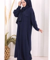 Keten Düğmeli Tunik Pantolon Takım 8015 Lacivert