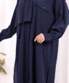 Keten Düğmeli Tunik Pantolon Takım 8015 Lacivert