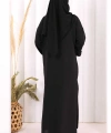 Keten Düğmeli Tunik Pantolon Takım 8015 Siyah