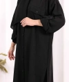 Keten Düğmeli Tunik Pantolon Takım 8015 Siyah