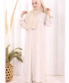 Keten Düğmeli Tunik Pantolon Takım 8015 Taş