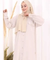 Keten Düğmeli Tunik Pantolon Takım 8015 Taş