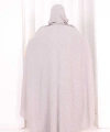 Keten Pelerinli Elbise Abaya Takım 8021 Açık Gri