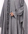 Keten Pelerinli Elbise Abaya Takım 8021 Antrasit