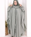Keten Pelerinli Elbise Abaya Takım 8021 Mint