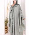 Keten Pelerinli Elbise Abaya Takım 8021 Mint