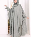 Keten Pelerinli Elbise Abaya Takım 8021 Mint