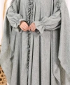 Keten Pelerinli Elbise Abaya Takım 8021 Mint