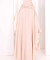 Keten Pelerinli Elbise Abaya Takım 8021 Taş