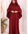 Keten Sufleli Elbise Takım 6067 Bordo