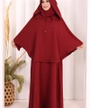 Keten Sufleli Elbise Takım 6067 Bordo
