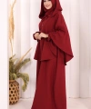 Keten Sufleli Elbise Takım 6067 Bordo