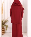 Keten Sufleli Elbise Takım 6067 Bordo