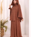 Keten Sufleli Elbise Takım 6067 Taba