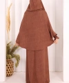 Keten Sufleli Elbise Takım 6067 Taba