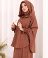 Keten Sufleli Elbise Takım 6067 Taba