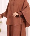 Keten Sufleli Elbise Takım 6067 Taba