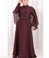 Kloş Etek Tunik Takım 8028 Mürdüm